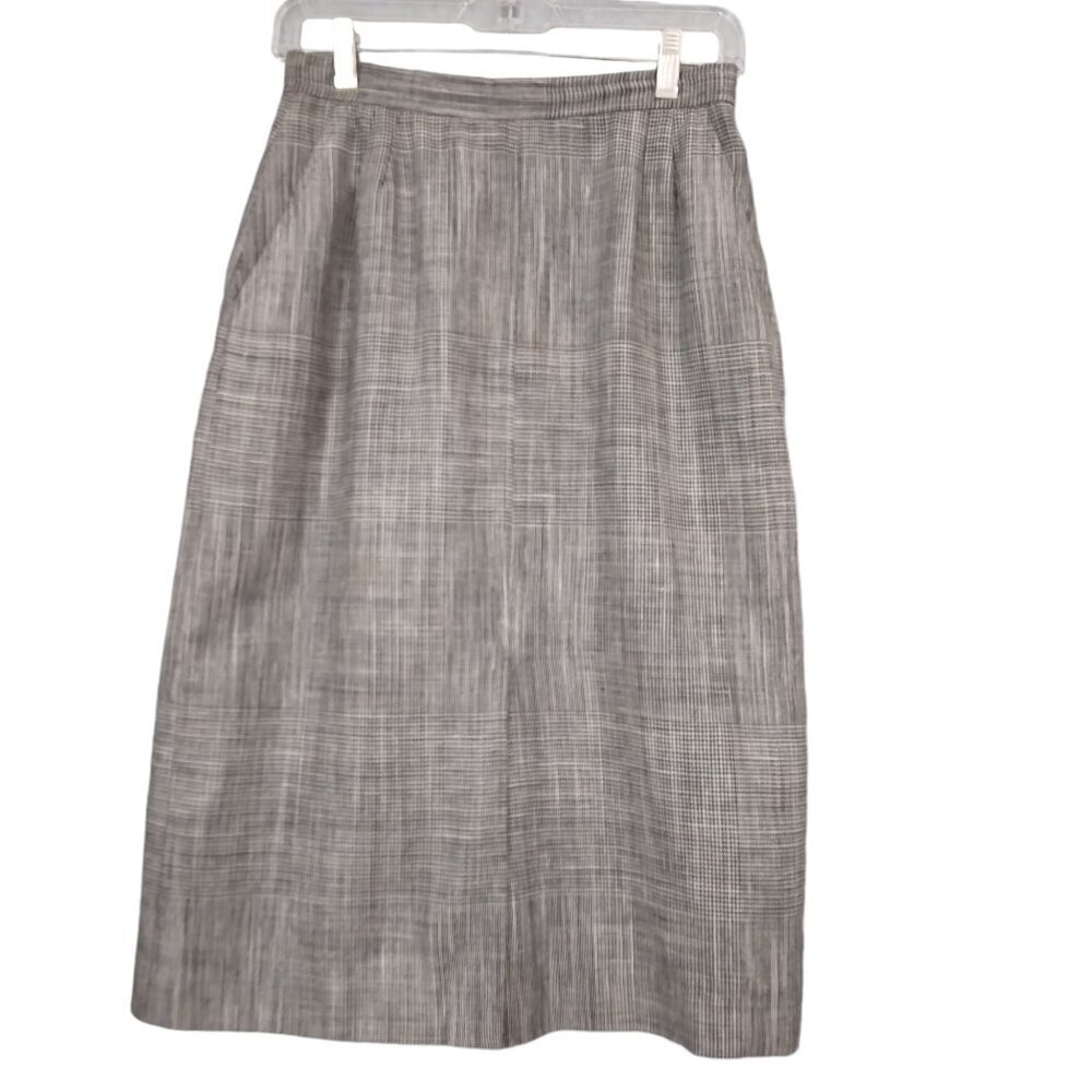 Evan Picone | Women's Linen Blend Lined Skirt Black White | Size S